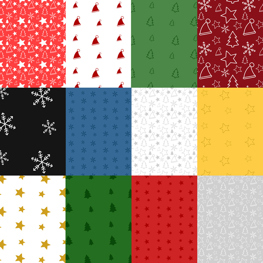 40 Christmas-themed seamless Photoshop patterns - examples