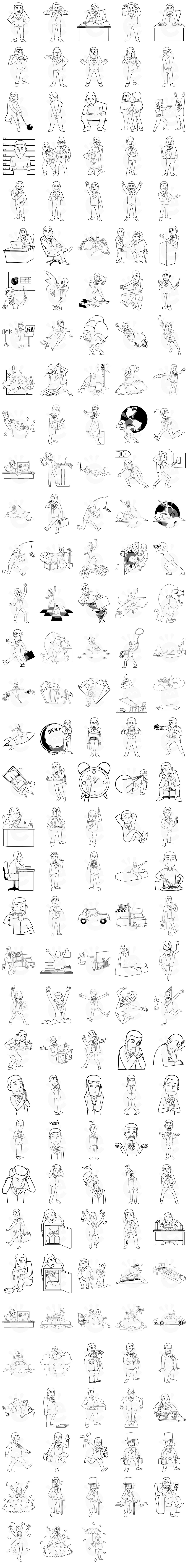 Black Businessman Collection - Black And White Version