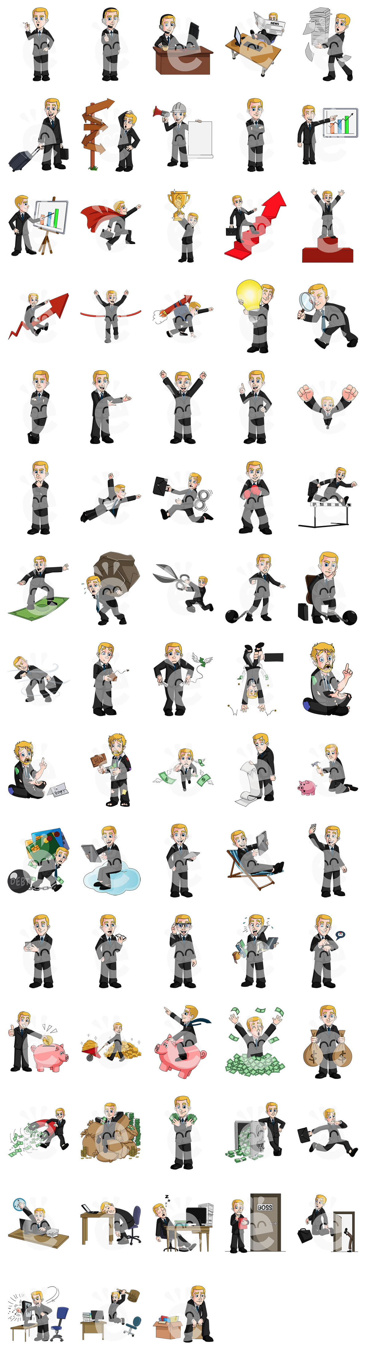 Color Preview Of The 72 SVG Poses Of Tiara The Businesswoman